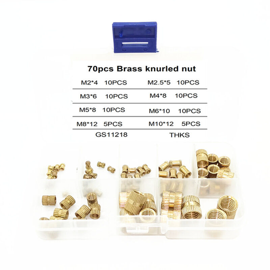 Betterlifegb - 70 pcs Blind Hole Knurled Nut, Resistant Lock Adjusting Nuts Precision Threads Copper Made Quality Brass