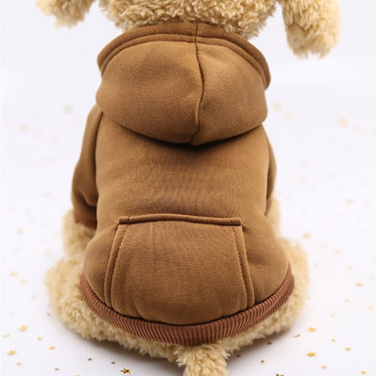 Cat Hoodie Cotton Dog Clothes with Winter Coat and Outside Pocket,Winter Dog Sweater Christmas Sweater (Brown,XL)