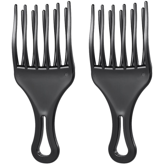 2PCS Afro Hair Pick Comb Wide Tooth Comb Curly Hair Brush Comb Detangle Hairbrush Hairdressing Styling Tool for Man & Woman (Black)