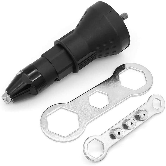 Cordless Riveter Gun Electric Rivet Drill Tool Kit Rivet Adapter Insert Nut Hand Power Tool Accessories (Black)