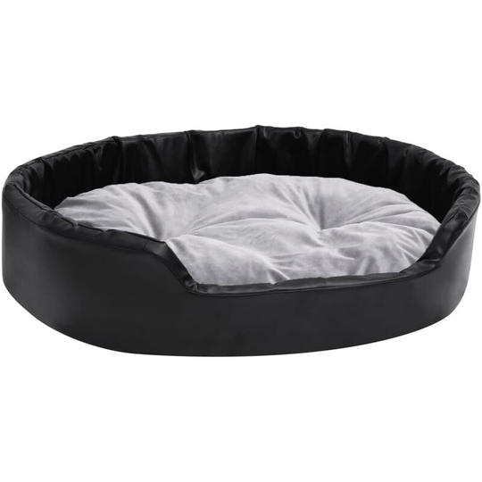 Dog Bed Black and Grey 90x79x20 cm Plush and Faux Leather Vidaxl Black