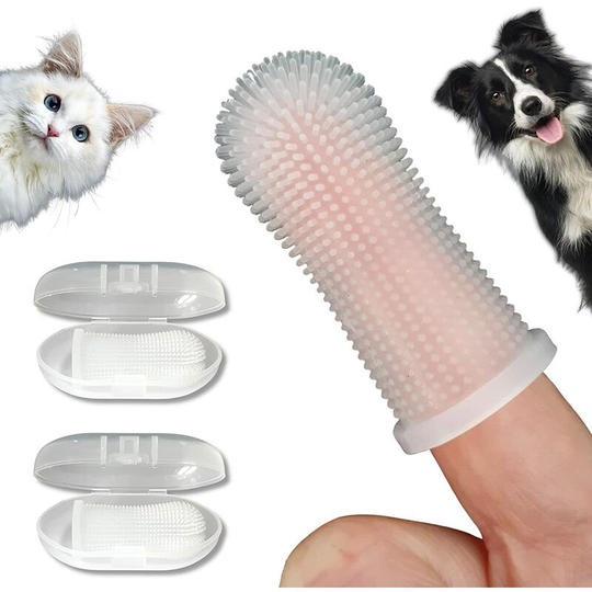 Dog toothbrush | Set of 2 | Toothbrush and Storage Case | Non-toxic silicone | Teeth Cleaning Blast Plaque Off Dental Care | Dog Cat Puppy Toothbrush
