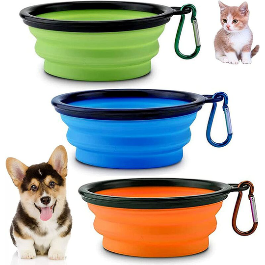 Gdrhvfd - Dog Bowl with Carabiner 3pcs Silicone Travel Bowl Portable Foldable Foldable Dog Bowl Leak Proof Dog Bowl for Walking Traveling Camping