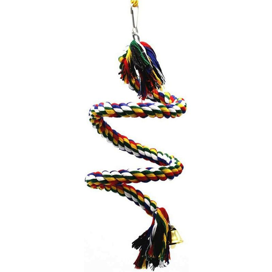 Soekavia - Parrot Cotton Rope Colorful Spiral Stand Rack Bendable Stand Rack Parrot Rope with Bells for Parrots, Budgies, Parakeets, and Other Small