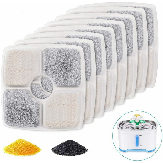 Tinor - Pet Fountain Filters, 8pcs Pet Fountain Replacement Filters, Square Pet Fountain Filters for Cat and Dog Drinking Water