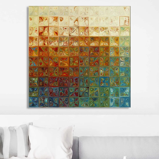 Modern Mosaic Tile Wall Art #2, 2015 by Mark Lawrence - Wrapped Canvas Painting Print