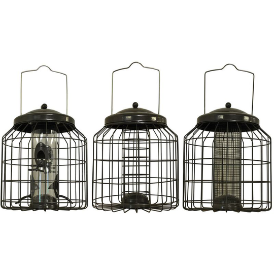 Delux Heavy Duty Squirrel Proof Hanging Nut, Seed & Fat Ball Bird Feeders (Set of 3)