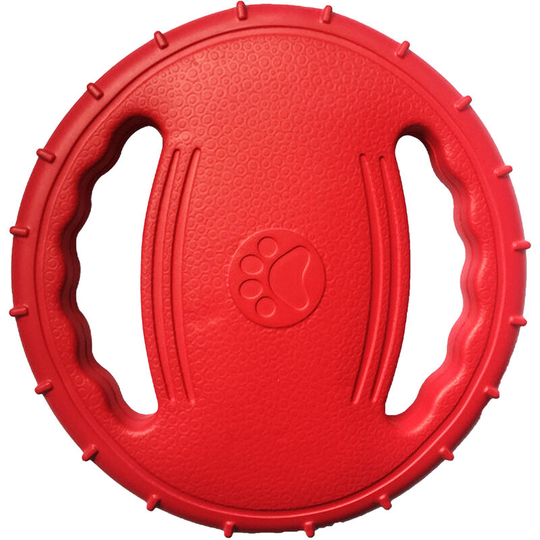 Pet Dog Flying Disc eva Dog Training Ring with Double Handles Dog Flyer Toys Outdoor Activity Floating Fetch Toy Rose Red
