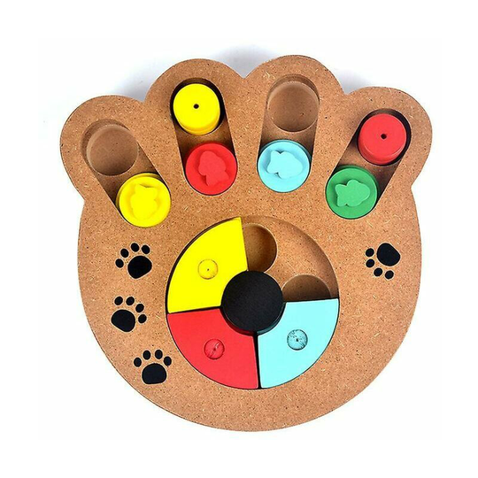 Bearsu - Dogs Intelligence Toys Strategy Game Toy Training Iq Interactive Hide & Seek Eat Slow Pet Wooden Puzzle Game For Dogs Cats Paw Print