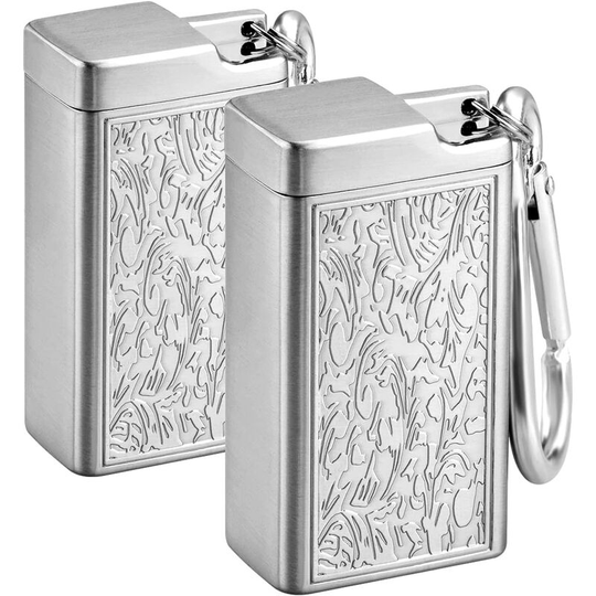 Set of 2 Portable Metal Ashtrays with Lids, Mini Cigarette Ashtrays