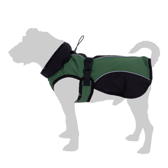 Soft Shell Dog Coat - Green - Approx. 45cm Back Length