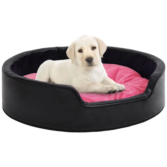 Dog Bed Black and Pink 69x59x19 cm Plush and Faux Leather