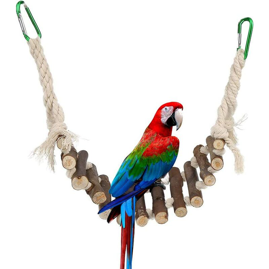 Devenirriche - Bird toys, bird cage swing for birds and parrots, ladders for bird cages with rope Handmade suspension bridge Wooden stand for small