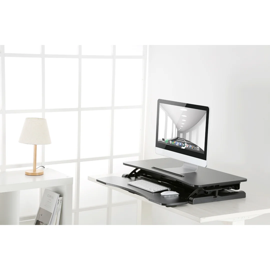 Symple Stuff Sit Or Stand Up Desk Two Tier Adjustable Work Station - Black