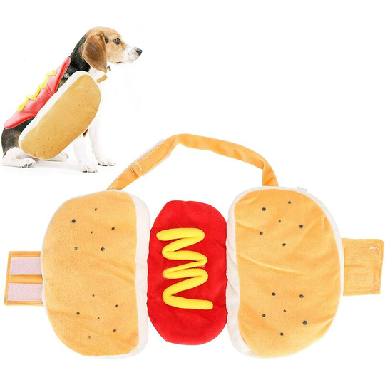 Pet Hot Dog Costume Hamburger Design Dog Clothes Pet Halloween Cosplay Outfit Christmas Party Dress Up for Puppy Kitten(L)