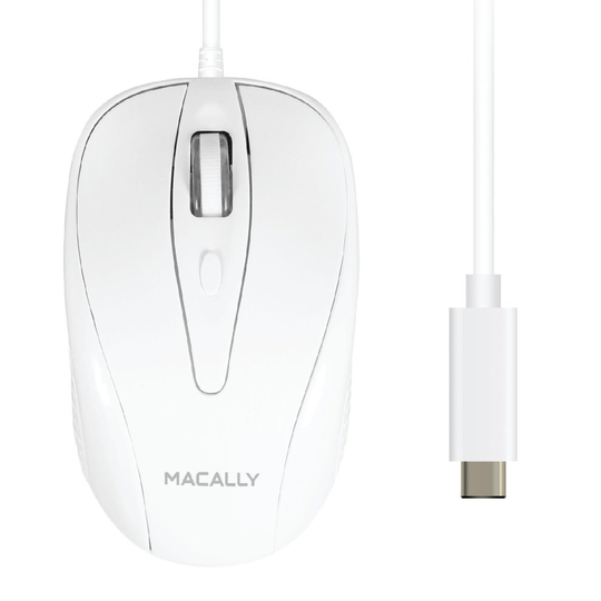 Macally UCTURBO 3 Button USB-C Wired Mouse for MacBook, MacBook Pro