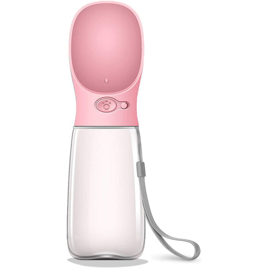 Hiasdfls - Dog Water Bottle, Portable Pet Water Bottle for Walking Leak Proof Puppy Dog Water Dispenser for Outdoor, Travel, Hiking 19oz Pink