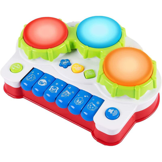 Flkwoh - Baby Musical Drums Piano Toy With Music, Animal Sounds And Light - Early Education Learning Electronic Keyboard Musical Instrument Toys