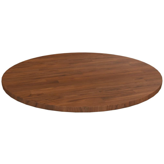 Round Table Top Dark Brown ?50x1.5 cm Treated Solid Wood Oak