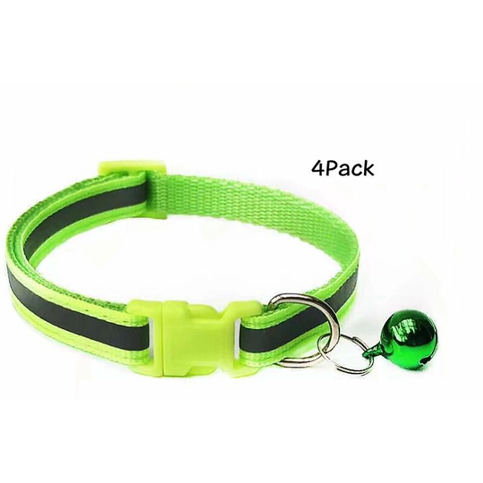 4 Pack Reflective Cat Collars with Bells, Quick Safety Release Breakaway Cat Collars, Kitten Collars Adjustable 19-32cm Orange