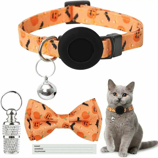 Cat necklace, for apple airtag adjustment of the cat cats animals for pets for kitten, puppy, orange, 1.0 * 20-30, 1 room