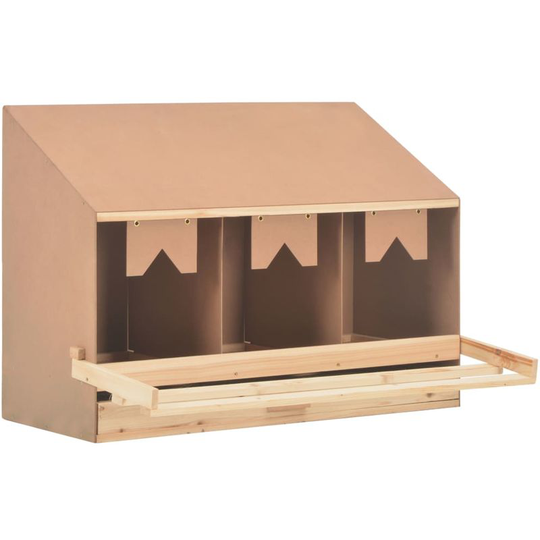 Hommoo - Chicken Laying Nest 3 Compartments 93x40x65 cm Solid Pine Wood VD07211