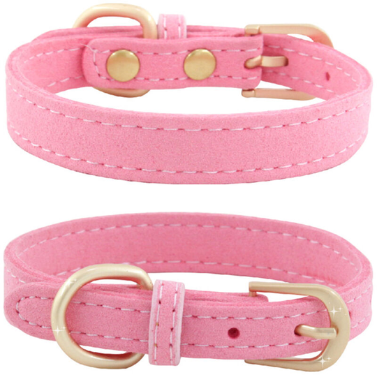 Leather Collar for Small and Medium Dogs, Double Button Padded Leather Collar