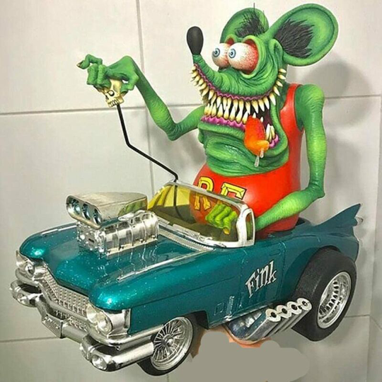 Angry Big Mouth Monster Driving Statue Rat Fink Halloween Figurines Halloween resin Craft Sculpture Home decor Ornament