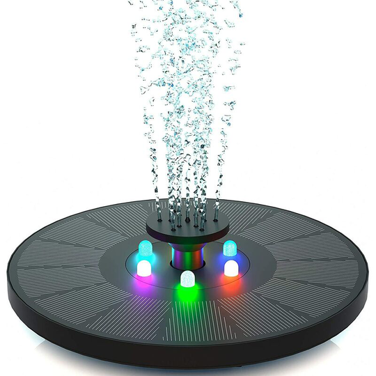 Bearsu - Solar fountain 3 w - Solar pond pump with led light - For garden pond or fountain