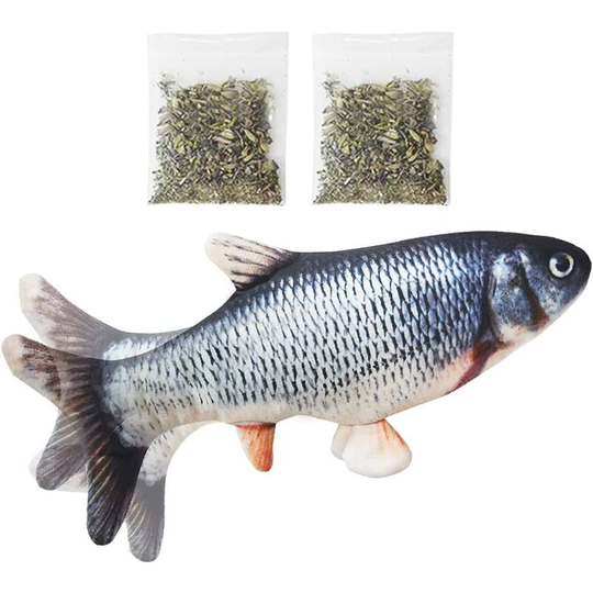 Catnip Interactive Fish Toys for Cats, 30cm Lifelike Plush Electric Simulation Fish, Rechargeable Health Flop Fish Cat Toy Chew Bite Supplies for Cat