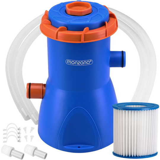 Monzana - Pool Pump 1140, 2280, 3400, 3800 L/h Flow Rate 15-90W Pump Output Hoses Filter Cartridge Filter Pump 40Watt 262x175x175mm (de)