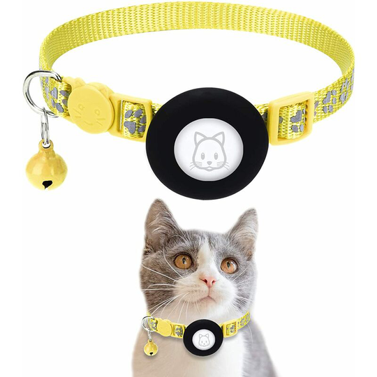 Airtag Pet Collar - Airtag Reflective Collar with Bell yellow - Muff