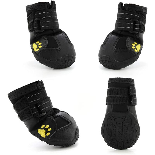 Soekavia - Set of 4 Non Slip Dog Shoes,Soft Sole Dog Booties,Dog Paw Protectors Puppy Shoes with Conspicuous Reflective Straps ,Rugged Dog Shoes and