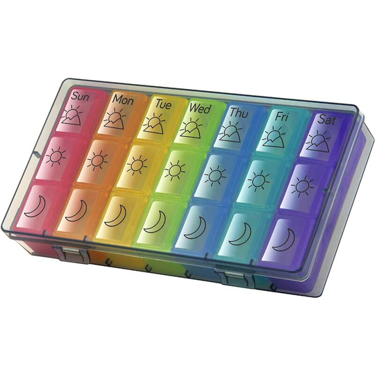 Weekly Pill Organizer 3 Times a Day, Pill Holder Box 7 Day, Daily Pill Organizer Case for Vitamins/Fish Oils/Supplements