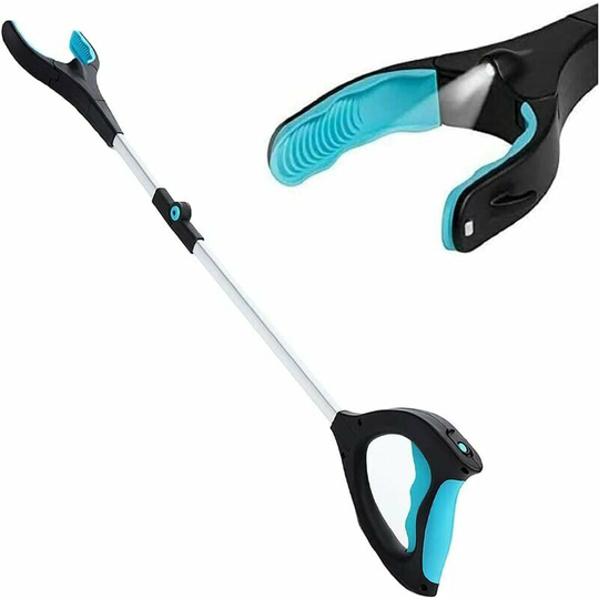 Object Picker Telescopic Clamp with Headlight, Foldable Non-Slip Jaw Clamp 90° Rotating Head Collapsible Pickup for Garbage Collection