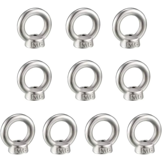 M6 Ring Nut 10pcs 304 Stainless Steel Thread Lifting Eye Nut Earrings for Lifting Accessories