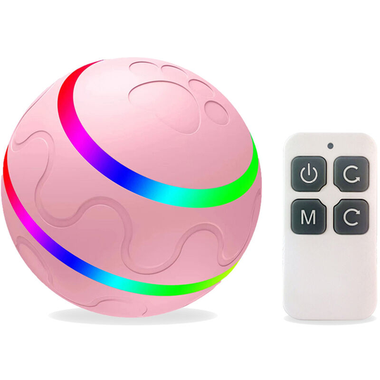 Asupermall - Dog Ball Toy Interactive Puppy Cat Pet Rolling Toy Remote Control Self Rotating Bouncing Ball led Light Rechargeable Battery for