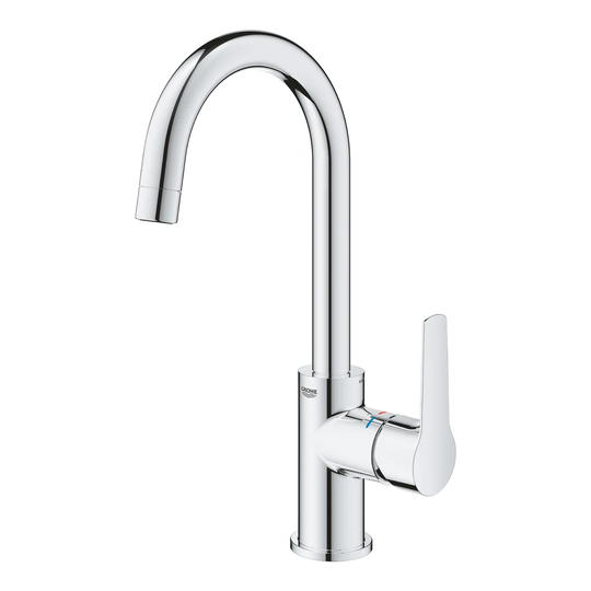 GROHE QUICKFIX Start single-lever basin mixer with pop-up waste set, L-size, swivel spout, water-saving, chrome. Easy to install. 24203002