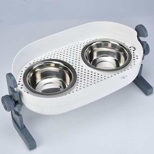 Modou - Bowl for dogs and cats. Dog Bowl Holder.2 Double Feeder for Dogs Cats, Detachable Stainless Steel Feeders. 3 Adjustable Heights, Non-slip