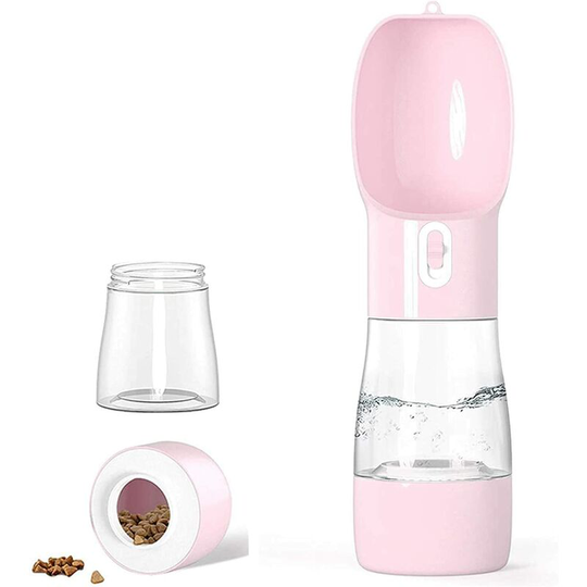 Dog Water Bottle, 2 in 1 Removable Dog Bowl, 200ML Feeder and 285ML Drinker for Travel Portable Pets