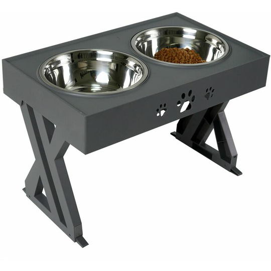 Briday - Elevated Dog Bowls for Large Dogs Elevated Dog Bowl - Adjusts to 3 Heights, 2.8', 7.5', and 11.6'' Stand (Black)