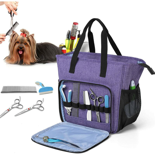 Deckon - Carrying Bag for Dog Grooming Supplies, Dog Grooming Bag, Detangling Tool and Other Pet Grooming Products, Purple