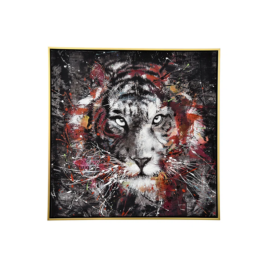 PAINTING TIGER GRAFFITI 60*60 GOLD FRAME