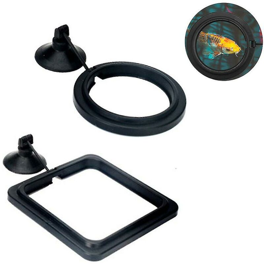Fish Feeding Ring, Fish Safe Floating Food Feeder Circle (2 Pieces, Black)