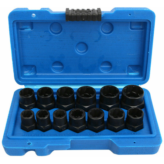 Asupermall - 13Pcs Nut Bolt Extractor Socket Set Damaged Rusted Bolt Removal Tools,model: 1 set