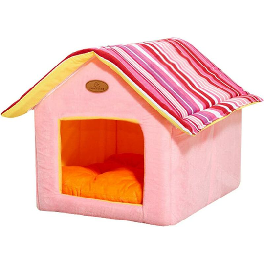 Gdrhvfd - Cat bed, foldable dog and cat bed with interior cushion for puppies (pink)
