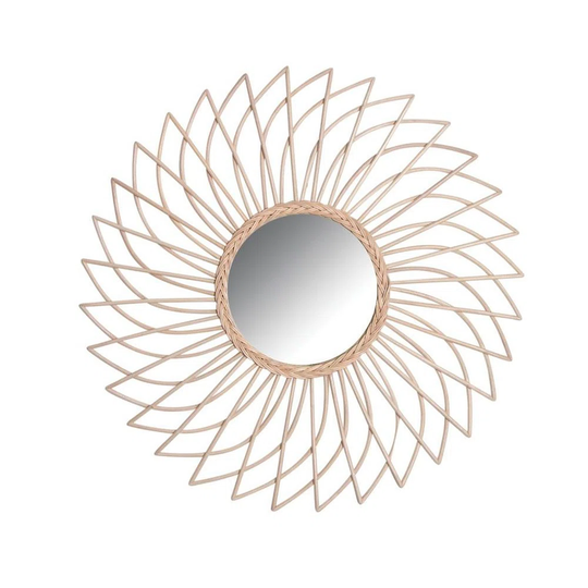 Spiral Mirror In Natural Rattan