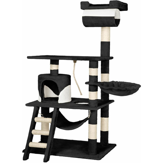 Cat tree scratching post Stokeley - cat scratching post, cat tower, scratching post - black/white - black/white