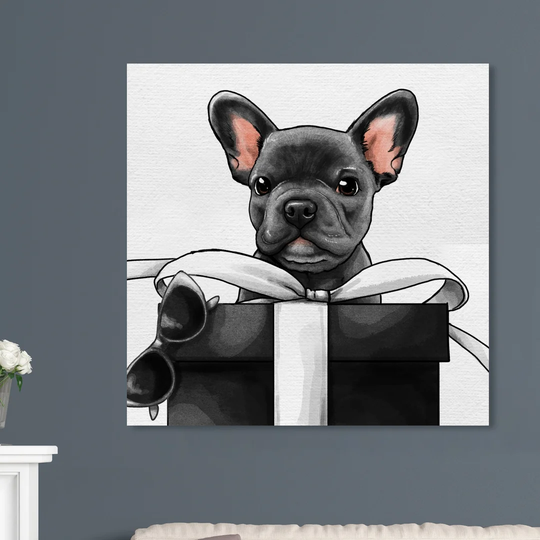 'Fancy French Puppy' Painting on Wrapped Canvas