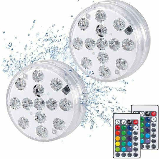Echoo - Submersible led Light 2 Pack 13 led rgb Decorative led Submersible Lights with rf Remote Controls Waterproof Ideal for Spa Aquarium Pond Pool